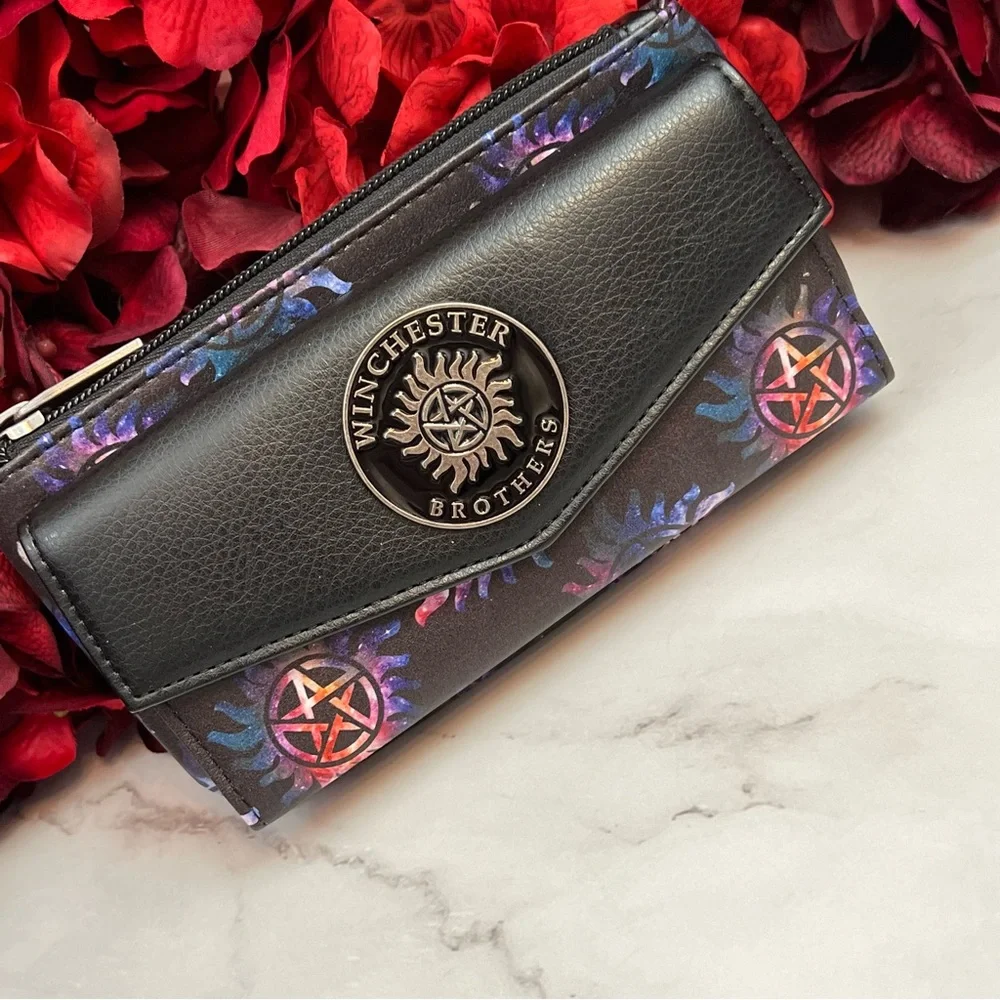 Supernatural Black and Purple Pentagram Clutch Wallet - Picture 2 of 15